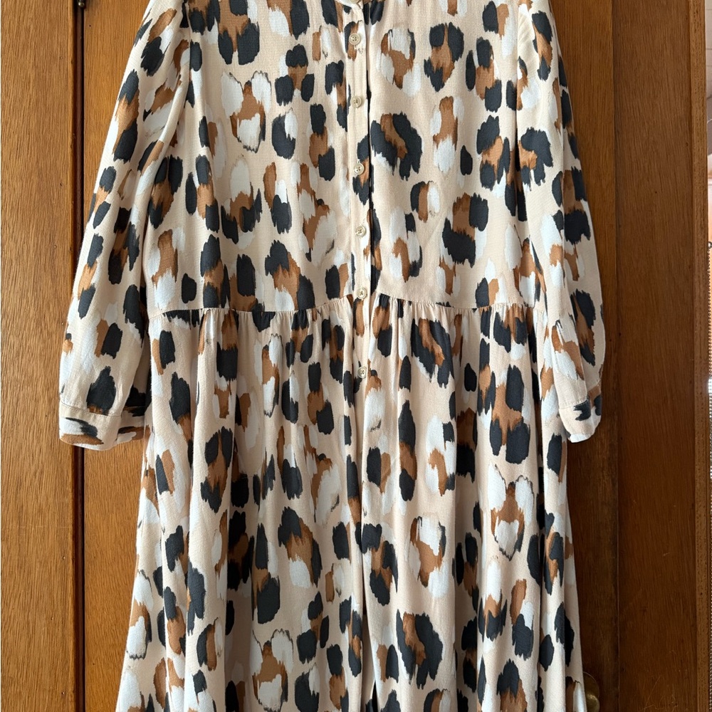 Ann Taylor Leopard Print Dress - Black, Brown, Cream